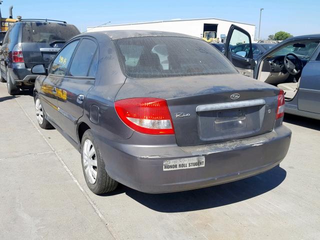 KNADC125956366841 - 2005 KIA RIO GRAY photo 3