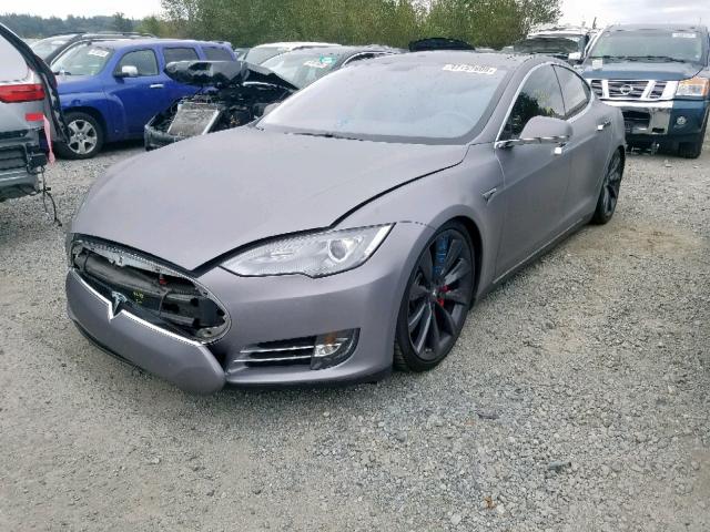 5YJSA1H12EFP51120 - 2014 TESLA MODEL S GRAY photo 2