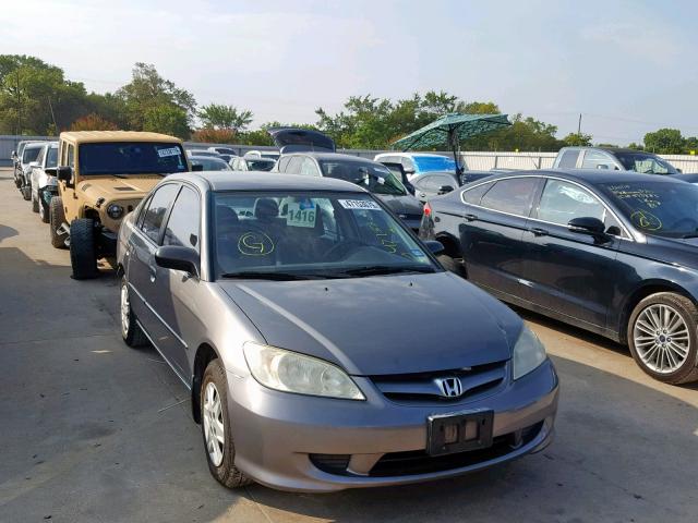 1HGES16365L026083 - 2005 HONDA CIVIC DX V GRAY photo 1