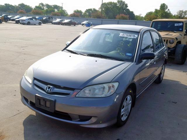 1HGES16365L026083 - 2005 HONDA CIVIC DX V GRAY photo 2