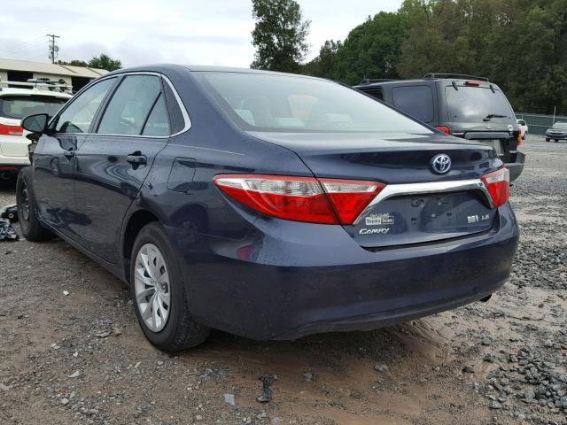 4T1BD1FK9GU177236 - 2016 TOYOTA CAMRY HYBR BLUE photo 3