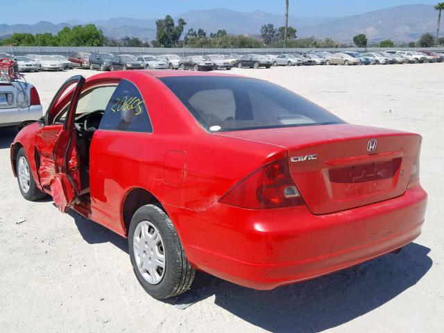 1HGEM21591L054639 - 2001 HONDA CIVIC LX RED photo 3