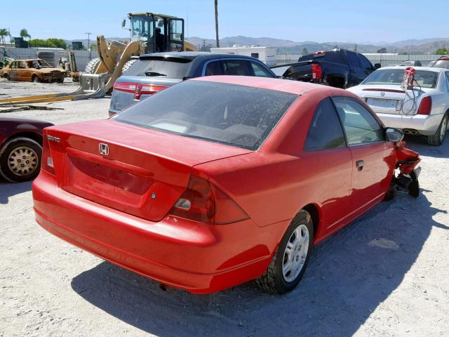 1HGEM21591L054639 - 2001 HONDA CIVIC LX RED photo 4