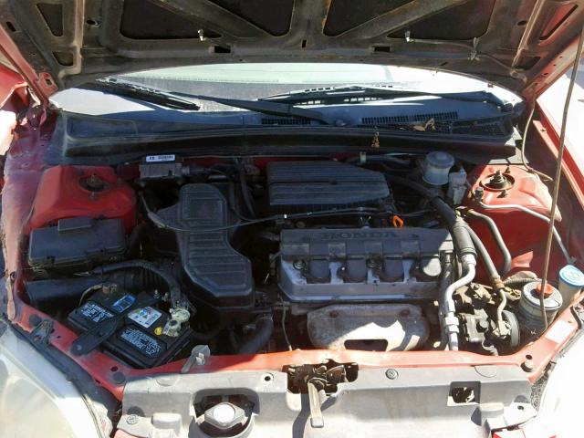 1HGEM21591L054639 - 2001 HONDA CIVIC LX RED photo 7