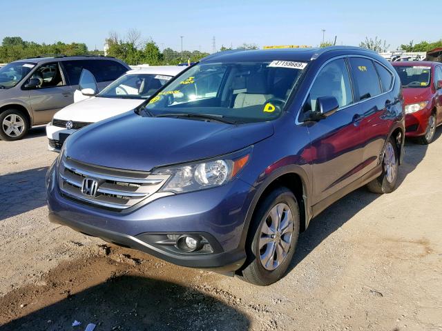 2HKRM4H71EH637056 - 2014 HONDA CR-V EXL BLUE photo 2