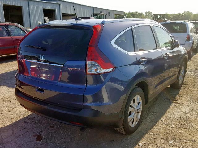 2HKRM4H71EH637056 - 2014 HONDA CR-V EXL BLUE photo 4