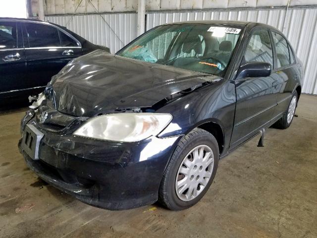 2HGES16665H592221 - 2005 HONDA CIVIC LX BLACK photo 2