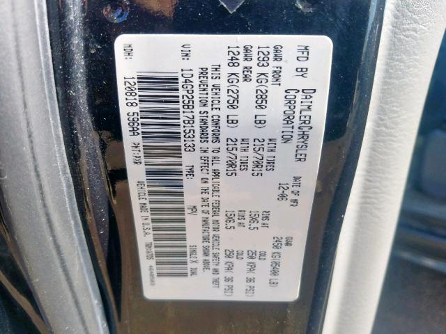 1D4GP25B17B153133 - 2007 DODGE CARAVAN SE BLACK photo 10