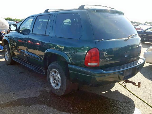 1B4HS28N1YF199039 - 2000 DODGE DURANGO GREEN photo 3