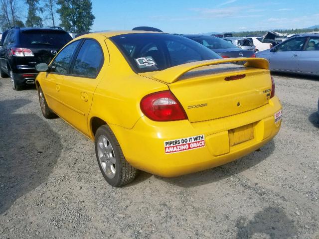 1B3ES56C83D102403 - 2003 DODGE NEON SXT YELLOW photo 3