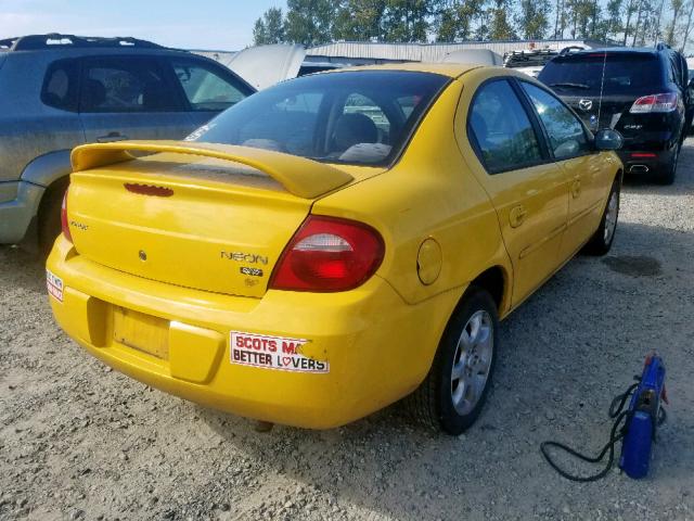 1B3ES56C83D102403 - 2003 DODGE NEON SXT YELLOW photo 4