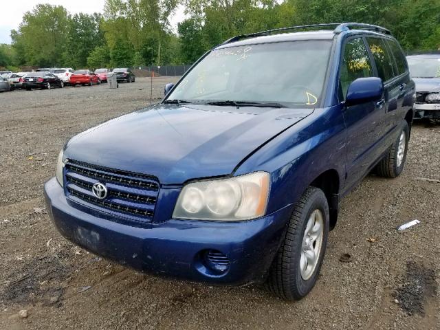 JTEGD21A330071411 - 2003 TOYOTA HIGHLANDER BLUE photo 2