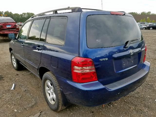 JTEGD21A330071411 - 2003 TOYOTA HIGHLANDER BLUE photo 3