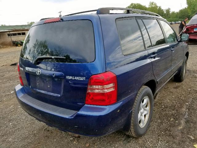 JTEGD21A330071411 - 2003 TOYOTA HIGHLANDER BLUE photo 4