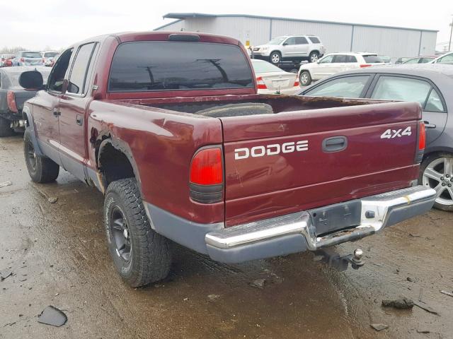 1B7GG2AN4YS661806 - 2000 DODGE DAKOTA QUA BURGUNDY photo 3