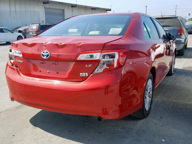 4T1BD1FK9EU108382 - 2014 TOYOTA CAMRY HYBR RED photo 4