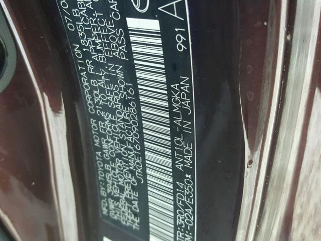 JTKDE167090286161 - 2009 TOYOTA SCION TC ბურგუნდია ფოტო 10