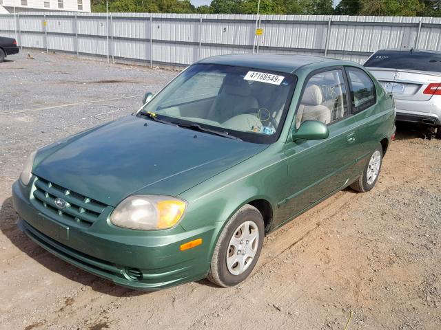 KMHCG35C25U355325 - 2005 HYUNDAI ACCENT GS GREEN photo 2