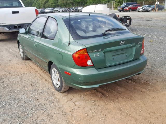 KMHCG35C25U355325 - 2005 HYUNDAI ACCENT GS GREEN photo 3