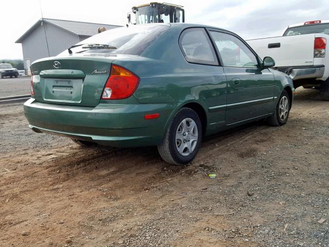 KMHCG35C25U355325 - 2005 HYUNDAI ACCENT GS GREEN photo 4