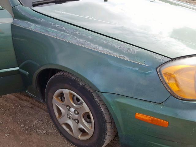 KMHCG35C25U355325 - 2005 HYUNDAI ACCENT GS GREEN photo 9