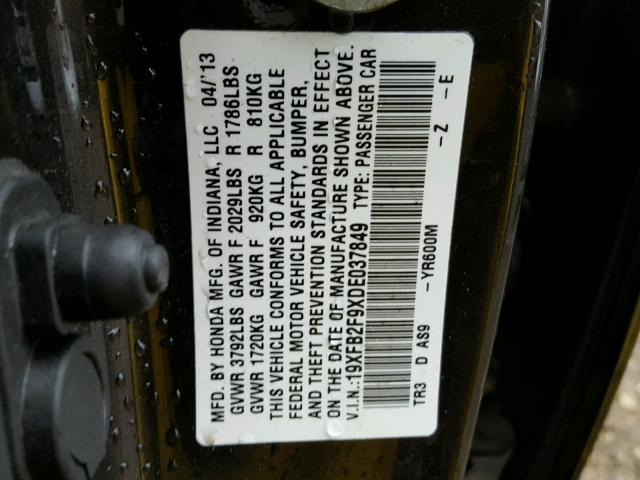 19XFB2F9XDE037849 - 2013 HONDA CIVIC EXL CHARCOAL photo 10