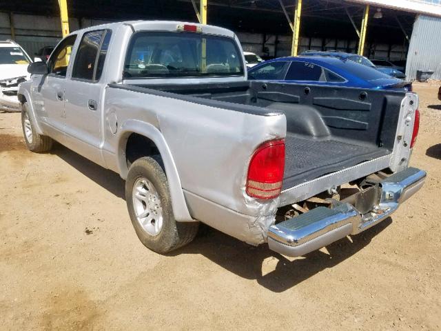 1B7HL48N52S518291 - 2002 DODGE DAKOTA QUA SILVER photo 3