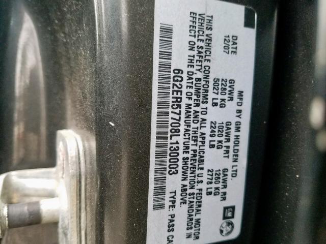 6G2ER57708L130003 - 2008 PONTIAC G8 BLACK photo 10