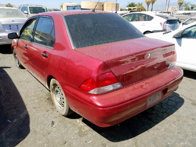 JA3AJ26EX2U012456 - 2002 MITSUBISHI LANCER ES RED photo 3