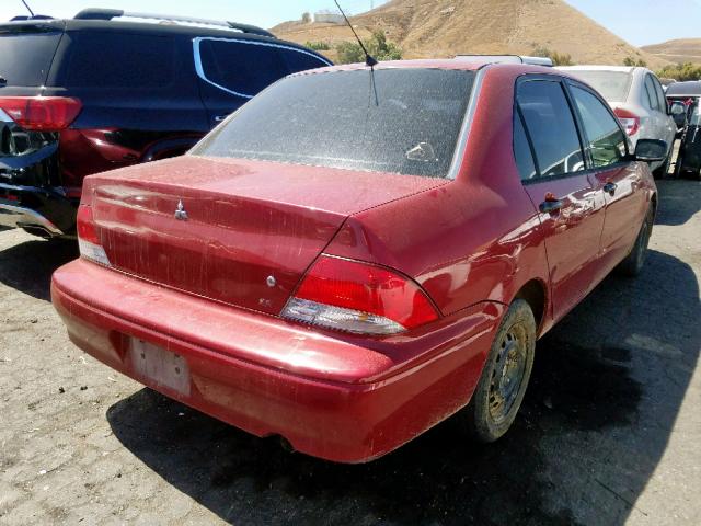 JA3AJ26EX2U012456 - 2002 MITSUBISHI LANCER ES RED photo 4