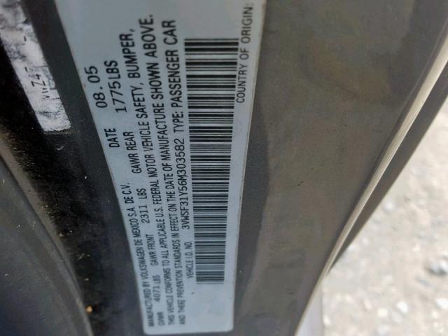 3VWSF31Y56M303582 - 2006 VOLKSWAGEN NEW BEETLE Grafit foto 10