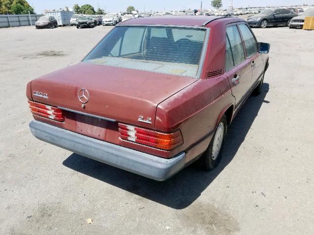 WDBDB22A3EA047391 - 1984 MERCEDES-BENZ 190 D 2.2 MAROON photo 4