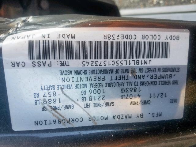 JM1BL1L55C1573245 - 2012 MAZDA 3 S GRAY photo 10