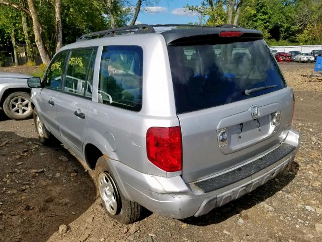 2HKYF18145H514402 - 2005 HONDA PILOT LX SILVER photo 3