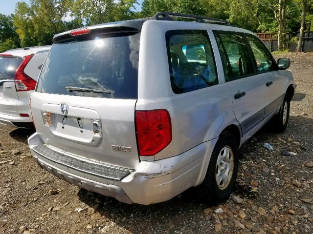 2HKYF18145H514402 - 2005 HONDA PILOT LX SILVER photo 4