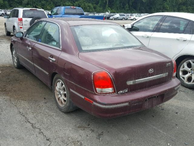 KMHFU45E42A186144 - 2002 HYUNDAI XG 350 BURGUNDY photo 3