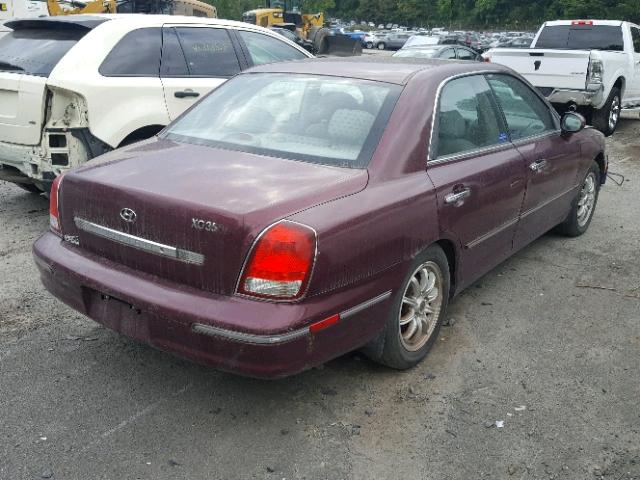 KMHFU45E42A186144 - 2002 HYUNDAI XG 350 BURGUNDY photo 4