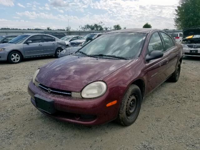 1B3ES46CX1D130047 - 2001 DODGE NEON SE MAROON photo 2