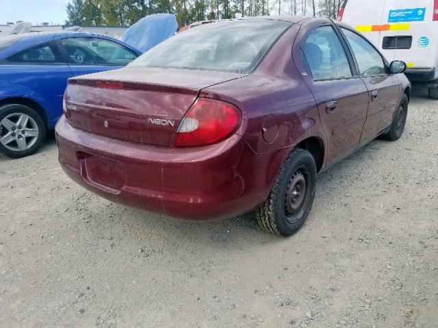 1B3ES46CX1D130047 - 2001 DODGE NEON SE MAROON photo 4