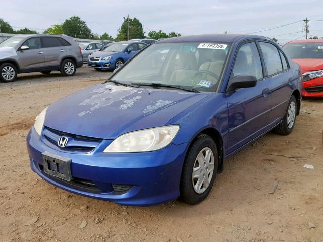 2HGES16315H563196 - 2005 HONDA CIVIC DX V BLUE photo 2