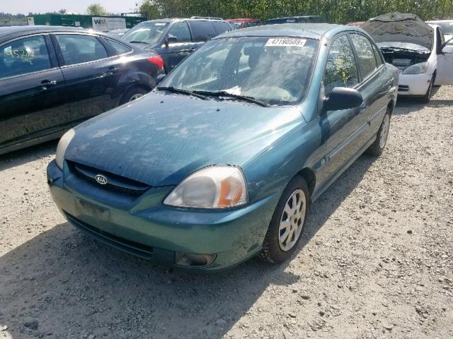 KNADC125736253905 - 2003 KIA RIO GREEN photo 2