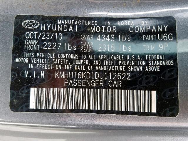 KMHHT6KD1DU112622 - 2013 HYUNDAI GENESIS CO GRAY photo 10