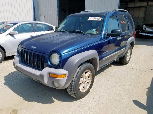 1J4GK48K44W319520 - 2004 JEEP LIBERTY SP BLUE photo 2