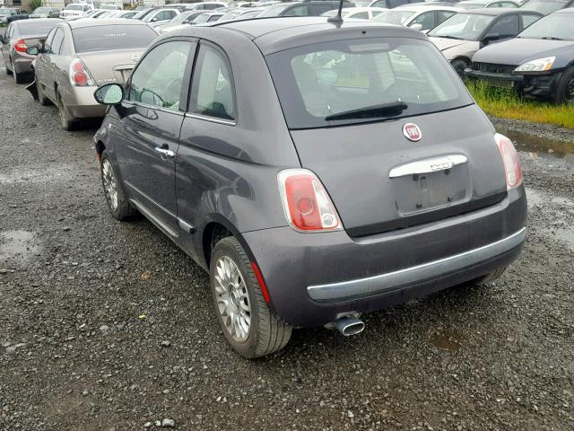 3C3CFFCRXET195113 - 2014 FIAT 500 LOUNGE GRAY photo 3