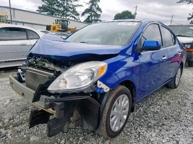 3N1CN7APXEL838973 - 2014 NISSAN VERSA S BLUE photo 2