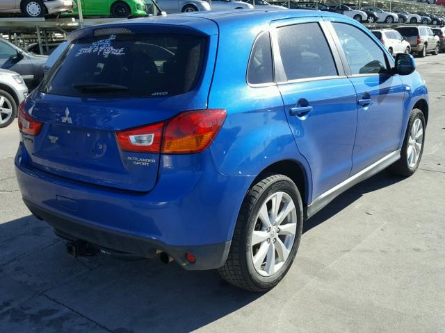 4A4AR3AU2FE041408 - 2015 MITSUBISHI OUTLANDER BLUE photo 4