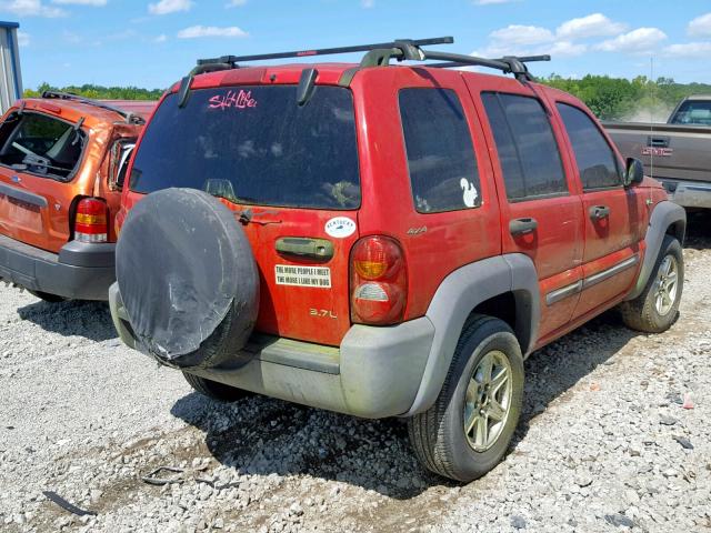 1J4GL48K02W188922 - 2002 JEEP LIBERTY SP RED photo 4