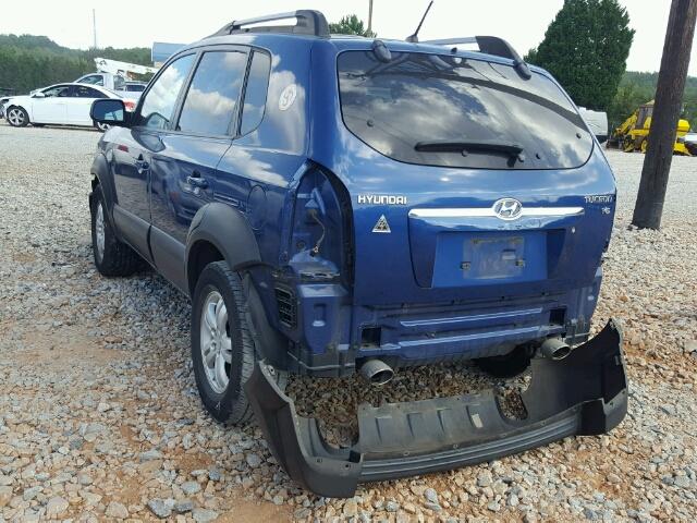 KM8JN12D77U633010 - 2007 HYUNDAI TUCSON SE BLUE photo 3