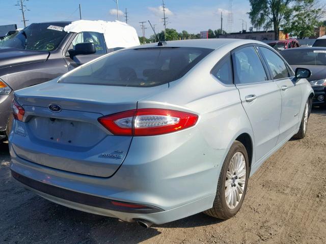 3FA6P0LU8ER359128 - 2014 FORD FUSION SE BLUE photo 4