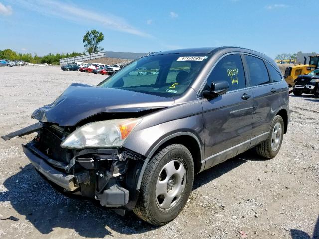 5J6RE38369L002950 - 2009 HONDA CR-V LX GRAY photo 2